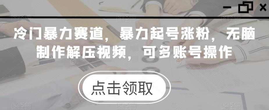 冷门暴力赛道，暴力起号涨粉，无脑制作解压视频，可多账号操作-网创资源