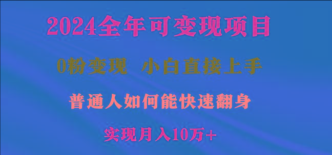 2024全年可变现项目，一天收益至少2000+，小白上手快，普通人就要利用互…-网创资源