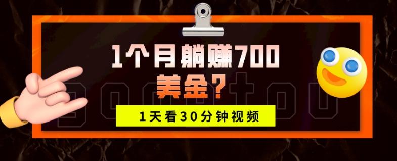 1天看30分钟视频，1个月躺赚700美金？-网创资源