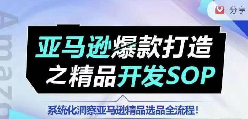 【训练营】亚马逊爆款打造之精品开发SOP，系统化洞察亚马逊精品选品全流程-网创资源