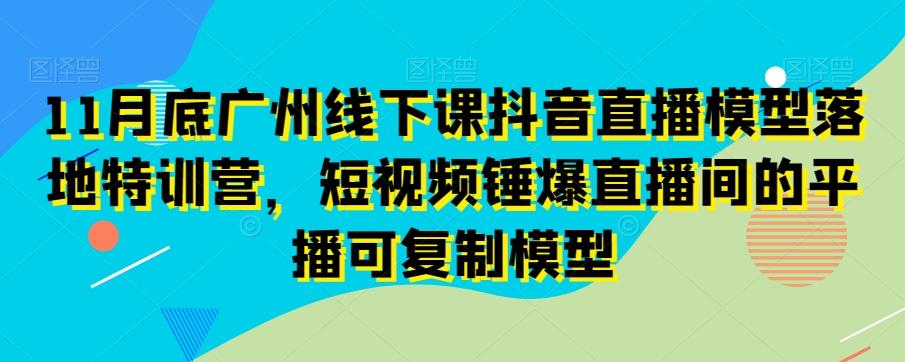 11月底广州线下课抖音直播模型落地特训营，短视频锤爆直播间的平播可复制模型-网创资源