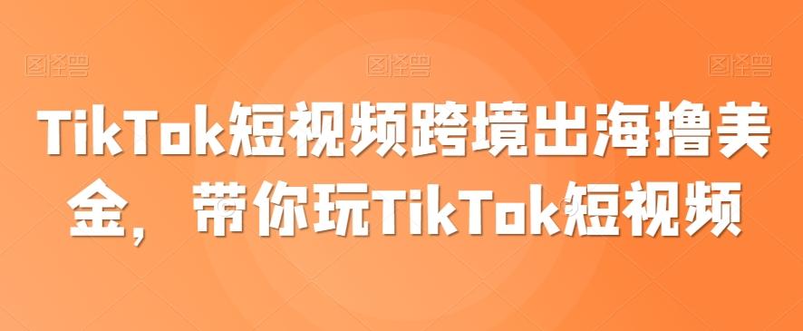 TikTok短视频跨境出海撸美金，带你玩TikTok短视频-网创资源