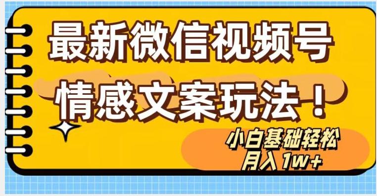 微信视频号情感文案最新玩法，小白轻松月入1万+无脑搬运【揭秘】-网创资源