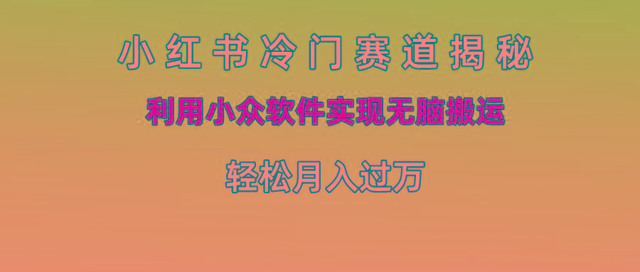 小红书冷门赛道揭秘,利用小众软件实现无脑搬运，轻松月入过万-网创资源