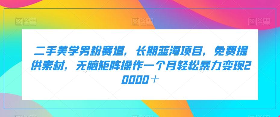 二手美学男粉赛道，长期蓝海项目，无脑矩阵操作一个月轻松暴力变现20000＋-网创资源
