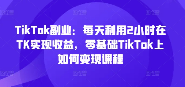 TikTok副业：每天利用2小时在TK实现收益，零基础TikTok上如何变现课程-网创资源