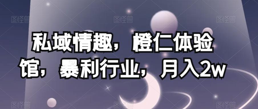 私域情趣，橙仁体验馆，暴利行业，月入2w【揭秘】-网创资源