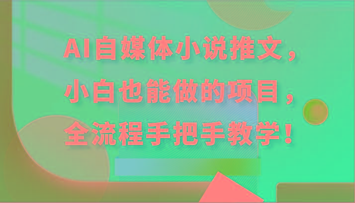 AI自媒体小说推文，小白也能做的项目，全流程手把手教学！-网创资源