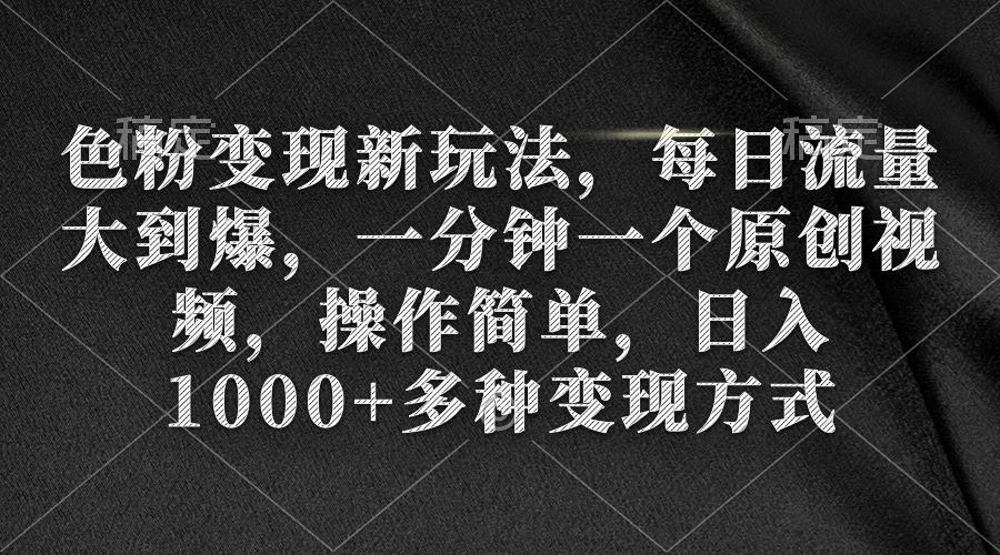 (9282期)色粉变现新玩法，每日流量大到爆，一分钟一个原创视频，操作简单，日入1…-网创资源