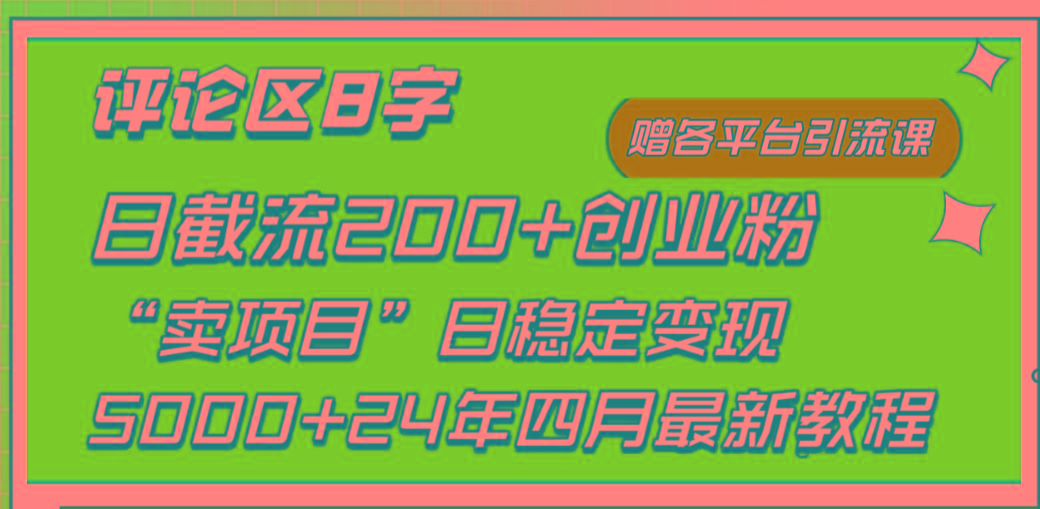 (9851期)评论区8字日载流200+创业粉  日稳定变现5000+24年四月最新教程！-网创资源