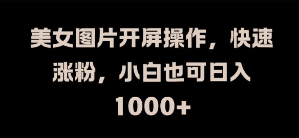美女图片开屏操作，快速涨粉，小白也可日入1k【揭秘】-网创资源