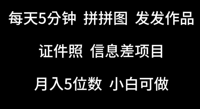 每天5分钟，拼拼图发发作品，证件照信息差项目，小白可做【揭秘】-网创资源