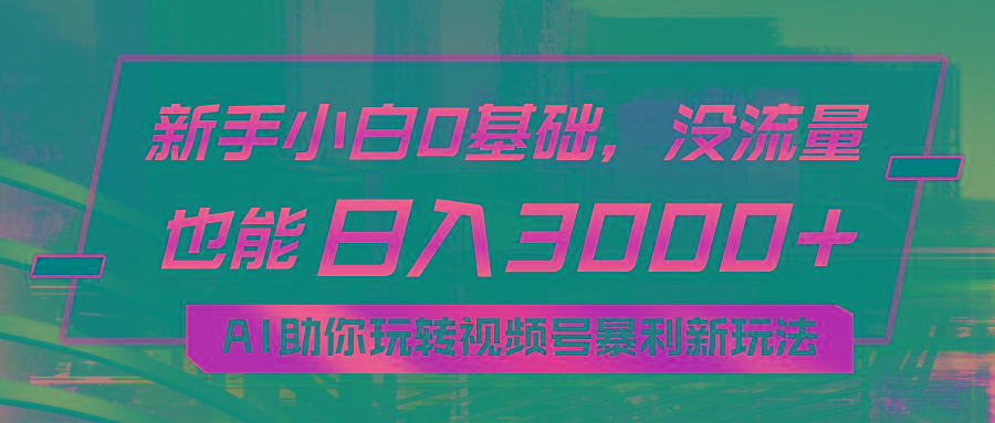小白0基础，没流量也能日入3000+：AI助你玩转视频号暴利新玩法-网创资源