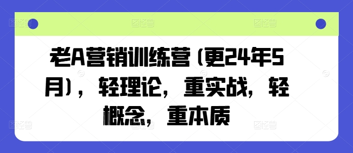老A营销训练营(更24年8月)，轻理论，重实战，轻概念，重本质-网创资源