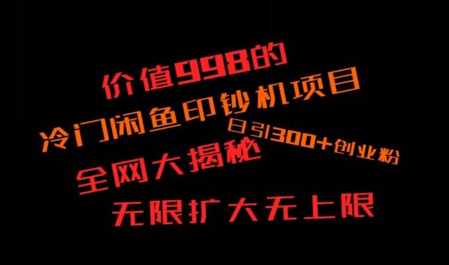 闲鱼流量印钞机项目大揭秘，日引300+创业粉，保姆级实操教程-网创资源