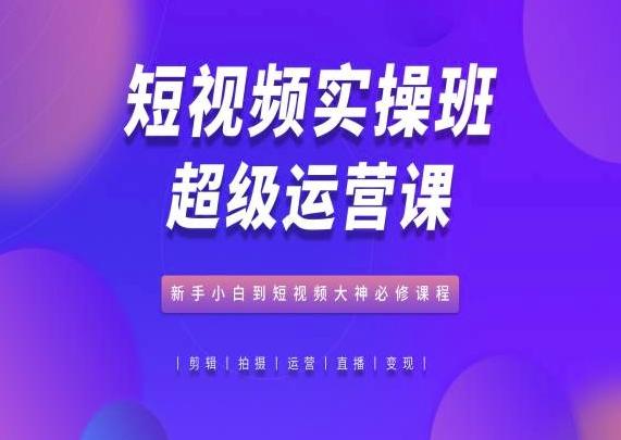 短视频实操班超级运营课，新手小白到短视频大神必修课程-网创资源