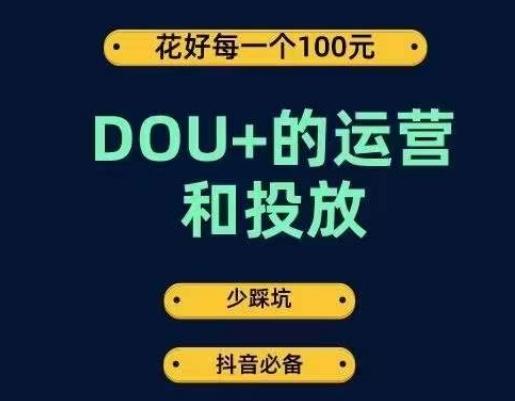 DOU+的运营和投放，花1条DOU+的钱，成为DOU+的投放高手，少走弯路不采坑-网创资源