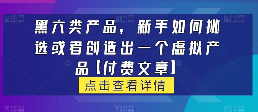 黑六类虚拟产品，新手如何挑选或者创造出一个虚拟产品【付费文章】-网创资源