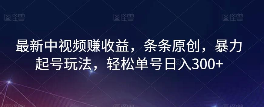 最新中视频赚收益，条条原创，暴力起号玩法，轻松单号日入300+【揭秘】-网创资源