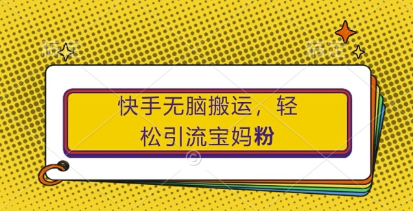 快手无脑搬运，轻松引流宝妈粉，纯小白轻松上手【揭秘】-网创资源