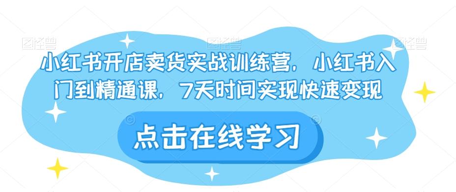 小红书开店卖货实战训练营，小红书入门到精通课，7天时间实现快速变现-网创资源