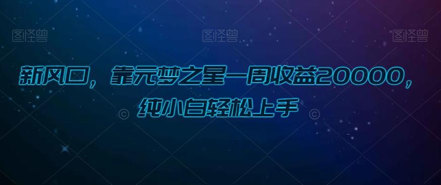 新风口，靠元梦之星一周收益20000，纯小白轻松上手-网创资源