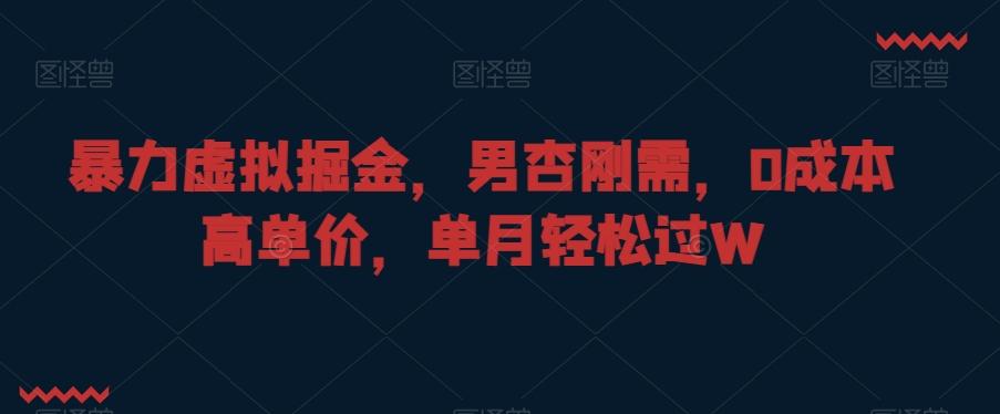 暴力虚拟掘金，男杏刚需，0成本高单价，单月轻松过W【揭秘】-网创资源