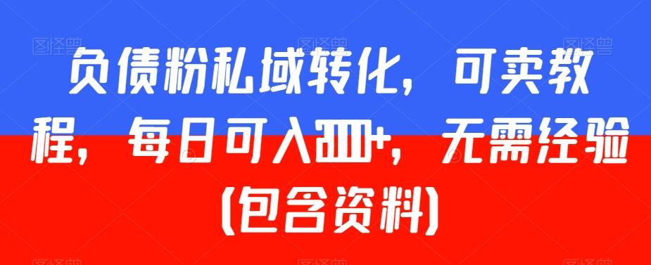 负债粉私域转化，可卖教程，每日可入2000+，无需经验（包含资料）【揭秘】-网创资源