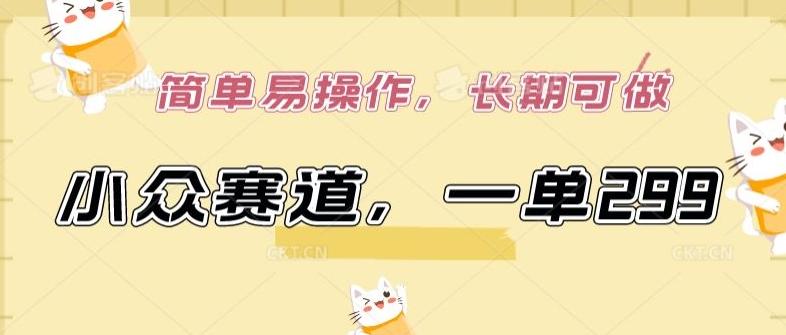 小众赛道，一单299.简单易操作，长期可做【揭秘】-网创资源