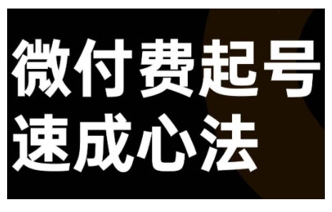 微付费起号速成课，视频号直播+抖音直播，微付费起号速成心法-网创资源