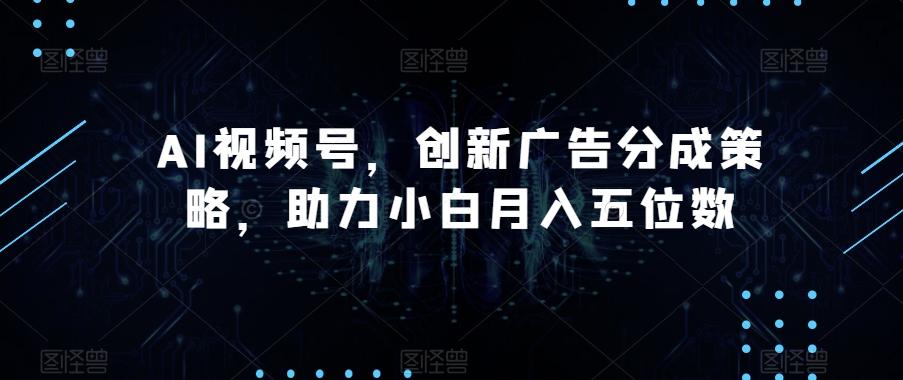AI视频号，创新广告分成策略，助力小白月入五位数【揭秘】-网创资源