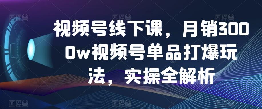 视频号线下课，月销3000w视频号单品打爆玩法，实操全解析-网创资源