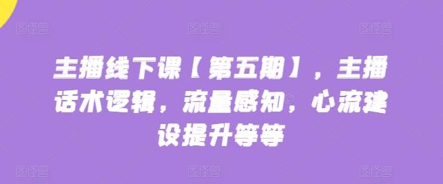 主播线下课【第五期】，主播话术逻辑，流量感知，心流建设提升等等-网创资源