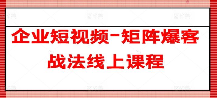 企业短视频-矩阵爆客战法线上课程-网创资源