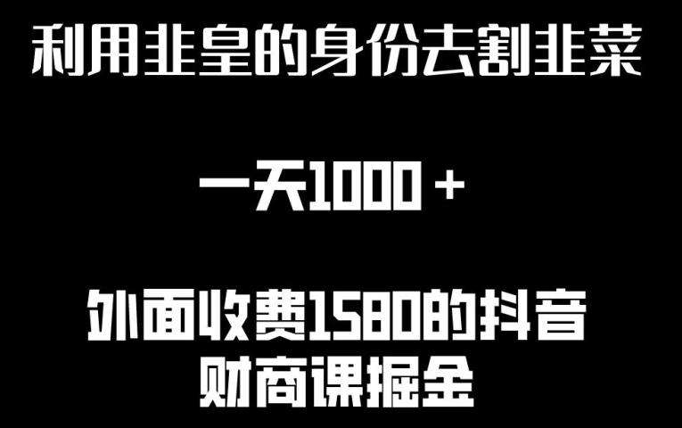 利用非皇的身份去割韭菜，一天1000+(附详细资源)【揭秘】-网创资源