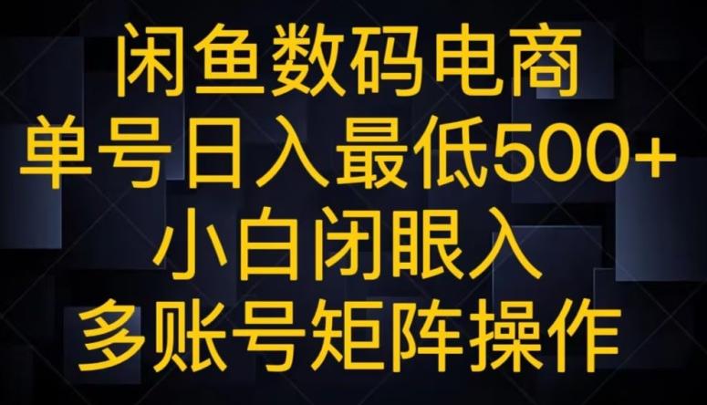闲鱼数码电商，单号日入最低500+，小白闭眼入，多账号矩阵操作-网创资源