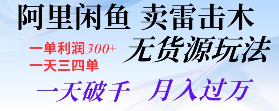 阿里闲鱼卖雷击木无货源玩法，一单利润300+，一天三四单，一天破千，月入过万-网创资源