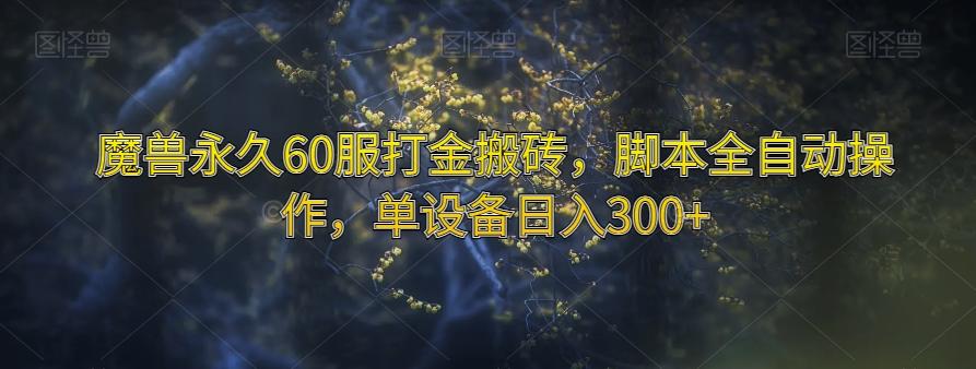 魔兽永久60服打金搬砖，脚本全自动操作，单设备日入300+【揭秘】-网创资源