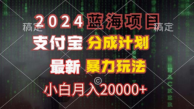 2024蓝海项目，支付宝分成计划，暴力玩法，刷爆播放量，小白月入20000+-网创资源