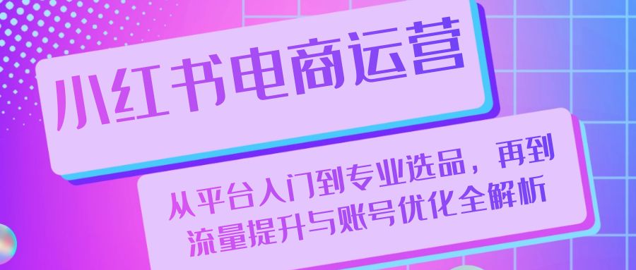 小红书电商运营：从平台入门到专业选品，再到流量提升与账号优化全解析-网创资源
