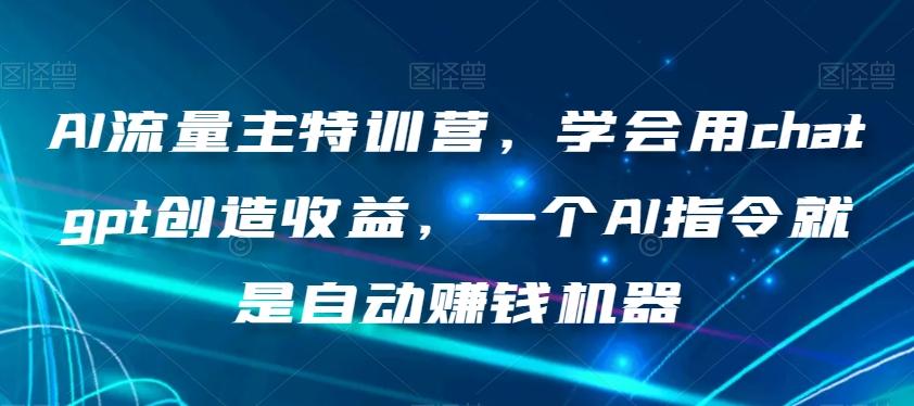 AI流量主特训营，学会用chatgpt创造收益，一个AI指令就是自动赚钱机器-网创资源