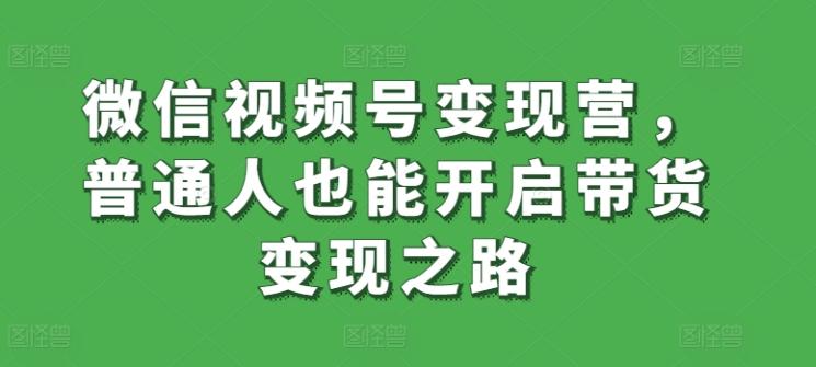 微信视频号变现营，普通人也能开启带货变现之路-网创资源