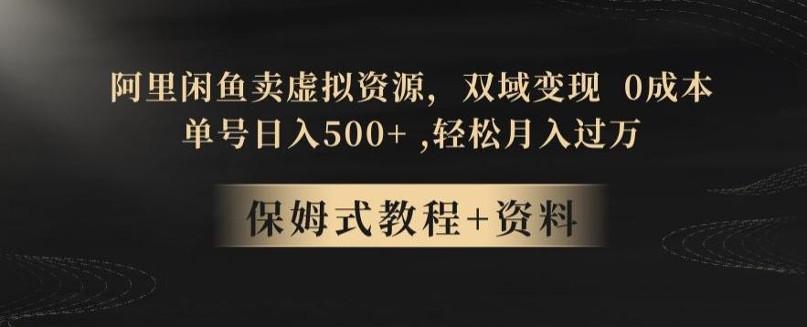阿里闲鱼卖虚拟资源，双域变现，0成本，日入500+，轻松月入过万-网创资源