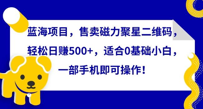 蓝海项目，售卖磁力聚星二维码，轻松日赚500+，适合0基础小白，一部手机即可操作【揭秘】-网创资源