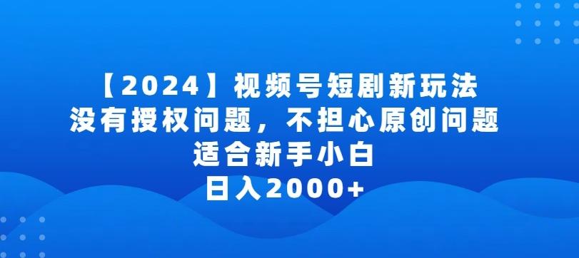 2024视频号短剧玩法，没有授权问题，不担心原创问题，适合新手小白，日入2000+【揭秘】-网创资源