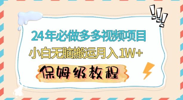 人人都能操作的蓝海多多视频带货项目，小白无脑搬运月入10000+【揭秘】-网创资源