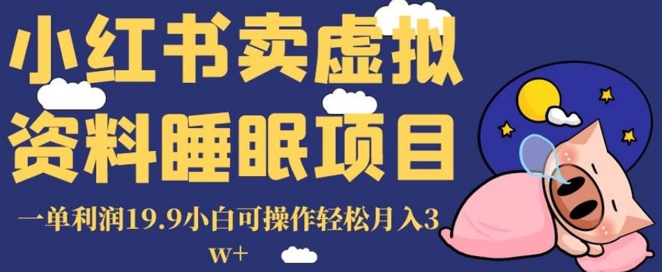 小红书卖虚拟资料睡眠项目，一单利润19.9小白可操作轻松月入3w+【揭秘】-网创资源
