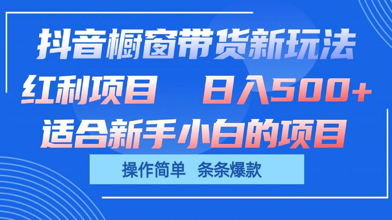 抖音橱窗带货新玩法，单日收益500+，操作简单，条条爆款-网创资源