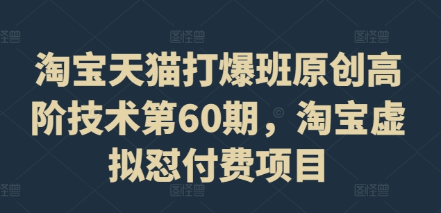 淘宝天猫打爆班原创高阶技术第60期，淘宝虚拟怼付费项目-网创资源