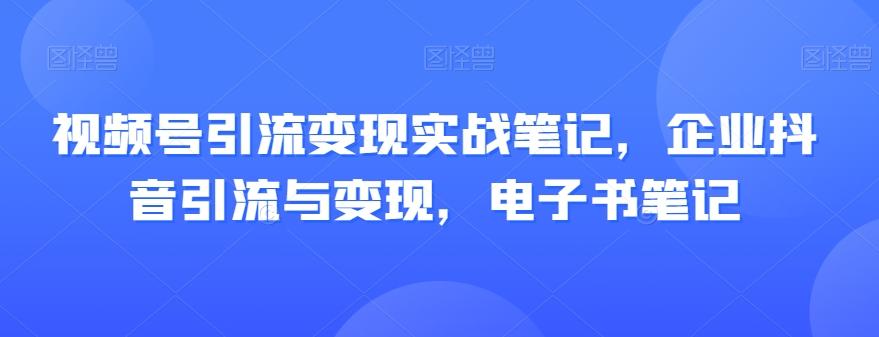 视频号引流变现实战笔记，企业抖音引流与变现，电子书笔记-网创资源